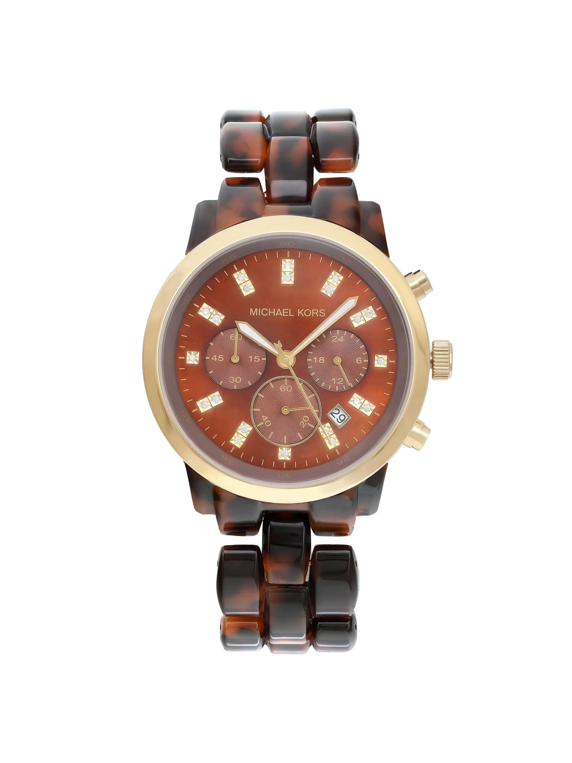 Pre-Owned Michael Kors Tortoise 43mm Steel Quartz Lady Watch MK5216 (Good)