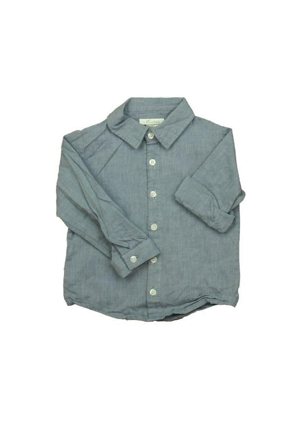 Pre-Owned Miniclasix Boys Blue Button Down Long Sleeve size: 18 Months (Good)