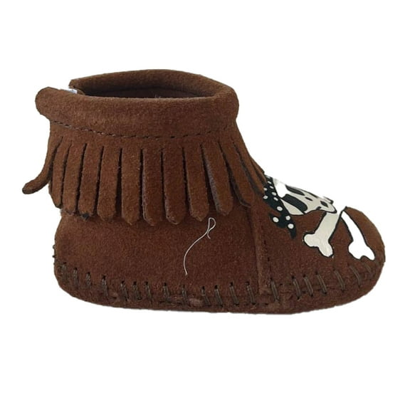 Pre-owned: Minnetonka Boys Brown Skulls Booties size: 1 Infant (Good)