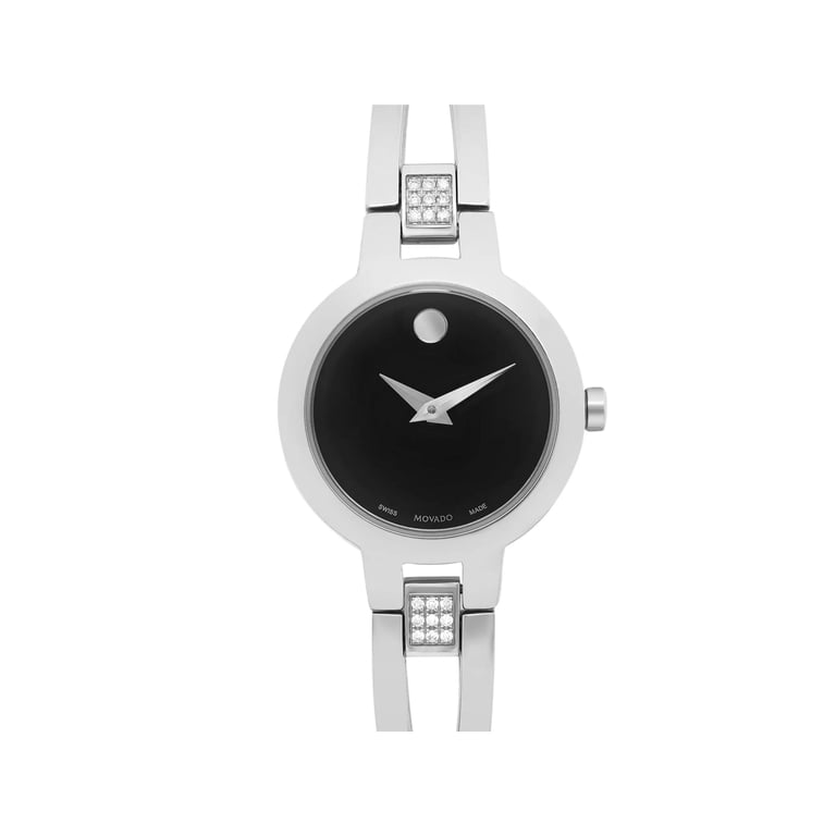 Pre-Owned Movado Amorosa 24mm Steel Black Dial Quartz Lady  display picture 1