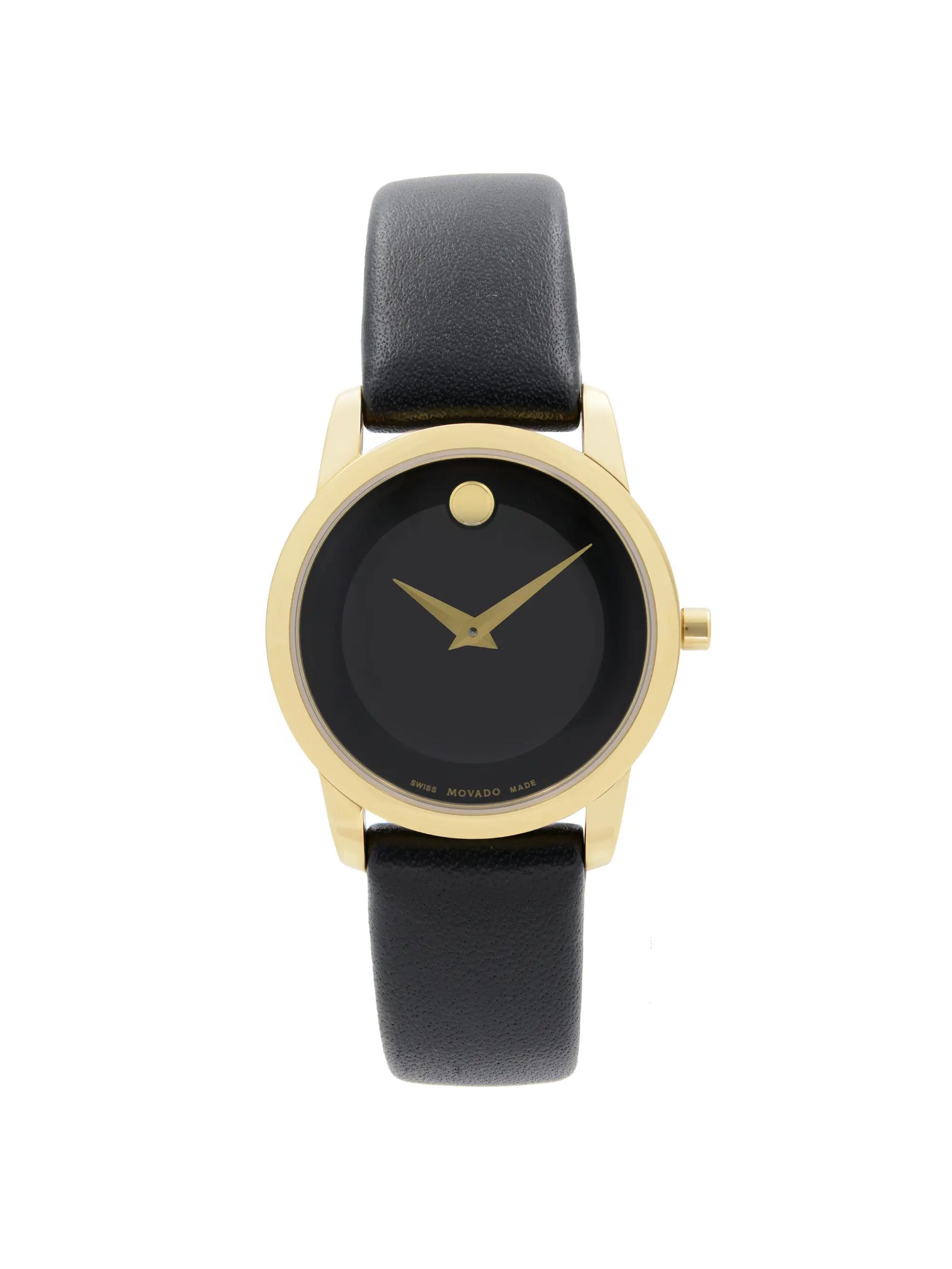 MOVADO Museum Black Dial Leather Gold Tone Steel Quartz Ladies Watch Vintage Movado Museum Ladies Watch: Black Dial, Gold Dot  main image 4