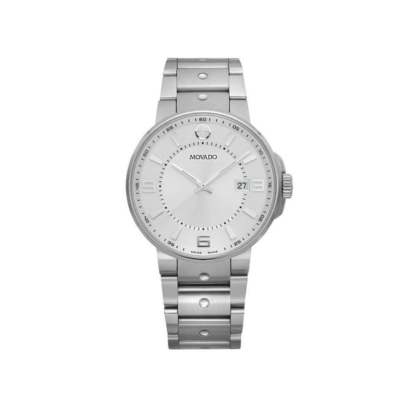 Pre-Owned Movado Pilot 41mm Steel Men Silver Dial Watch 0607413 (Good)