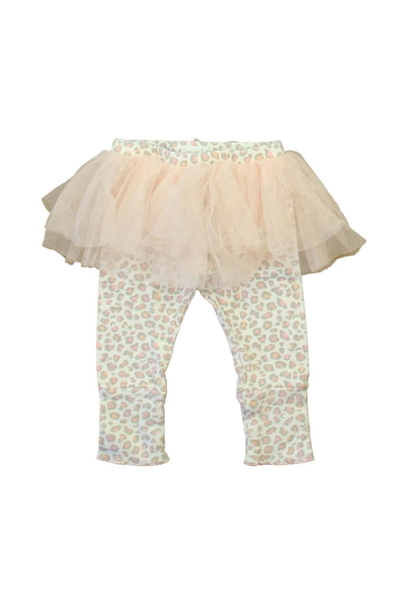 Pre-Owned Mudpie Girls Pink | White Leggings size: 6 Months (Good)