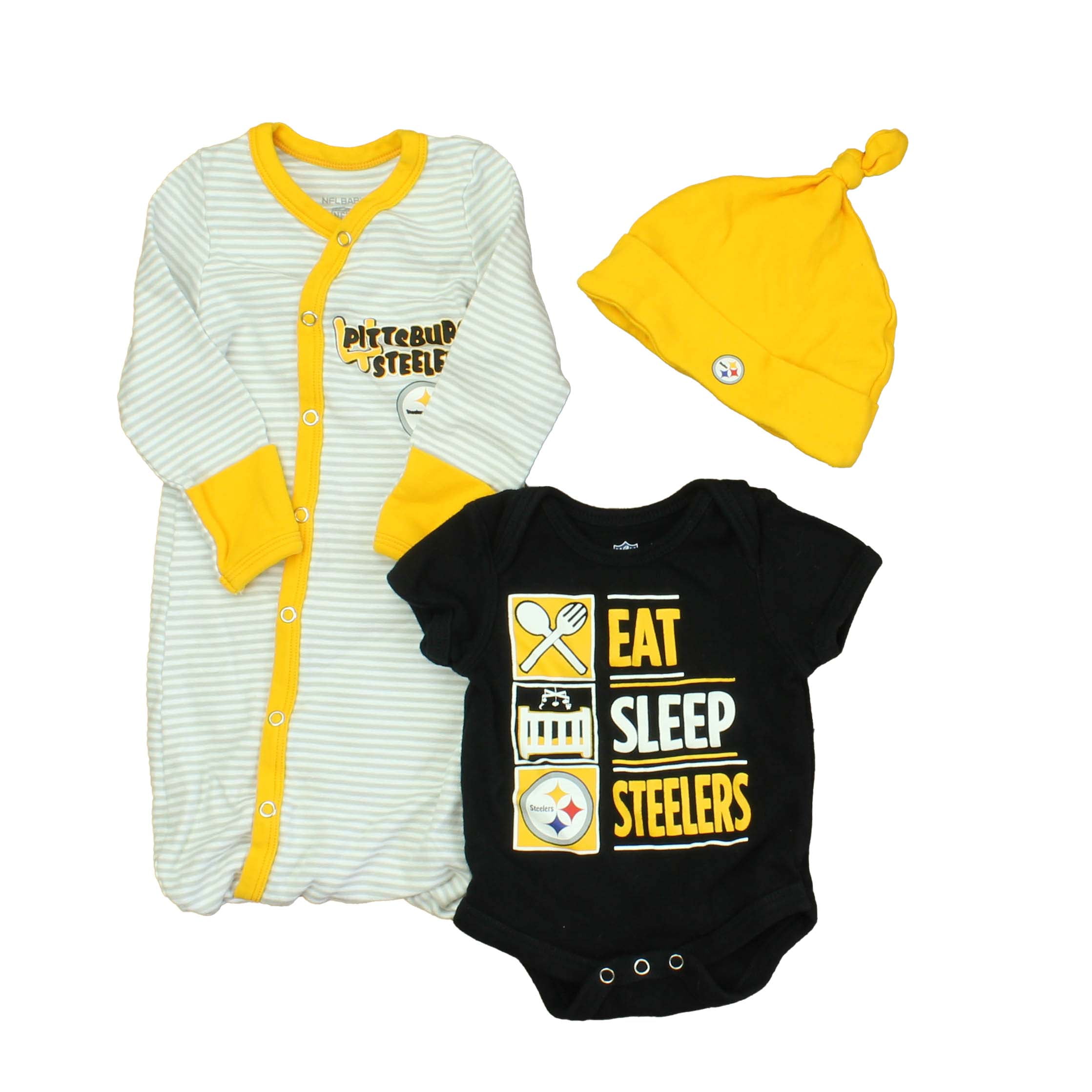 Preowned NFL Unisex Black Yellow Grey Steelers Apparel Sets size