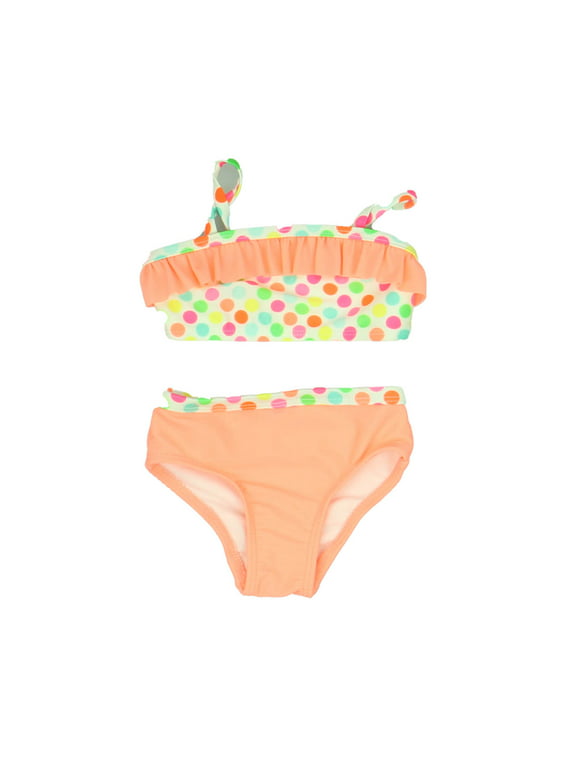 Pre-owned OP Girls Orange | Multi | Polka Dots 2-piece Swimsuit size: 6-9 Months
