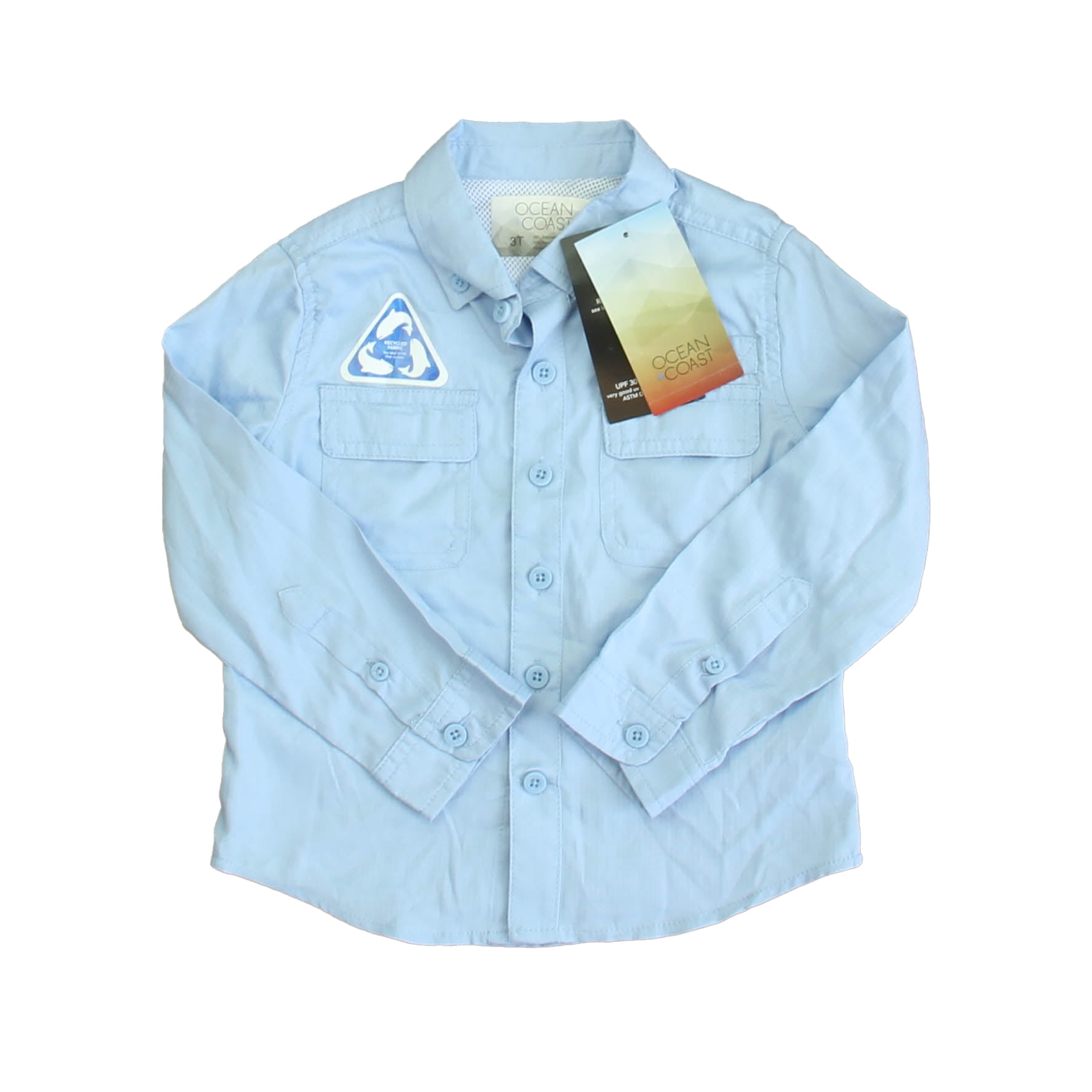 Pre-owned Ocean + Coast Boys Blue Button Down Long Sleeve size: 3T