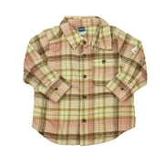 Pre-owned Old Navy Boys Brown | Pink Plaid Button Down Long Sleeve size: 12-18 Months