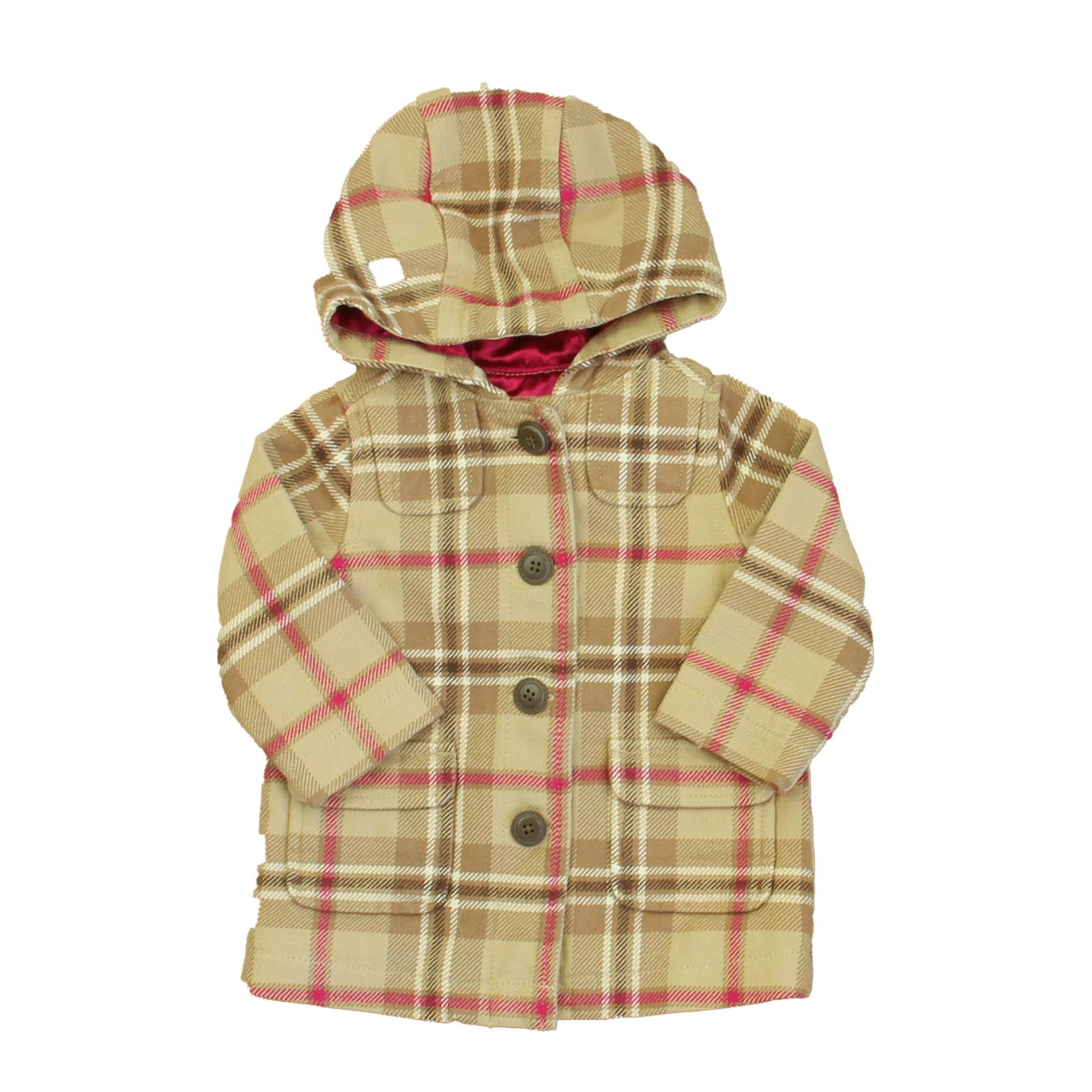 Pre Owned Old Navy Girls Tan Pink Plaid Jacket size 6 12 Months Good Walmart