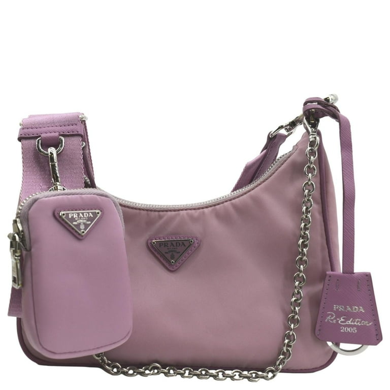 Pre Owned PRADA Women s Re Nylon Re Edition 2005 Shoulder Bag with Pouch Light Pink Walmart