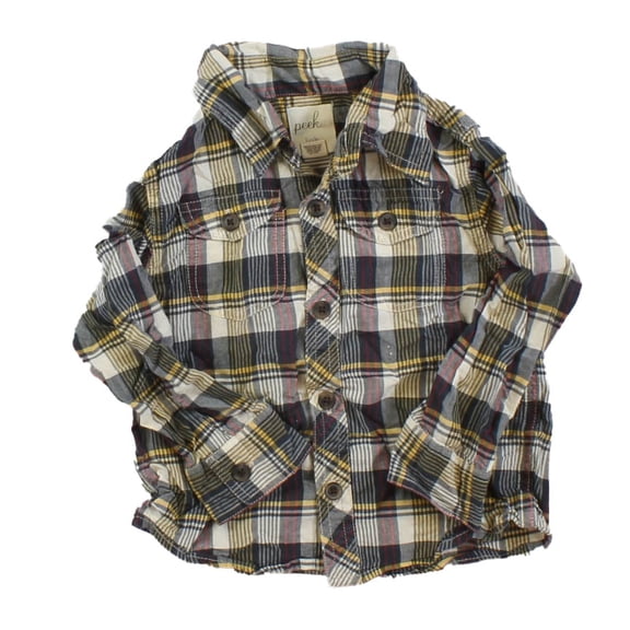 Pre-owned: Peek Boys Brown | Yellow | Red Button Down Long Sleeve size: 18-24 Months (Good)