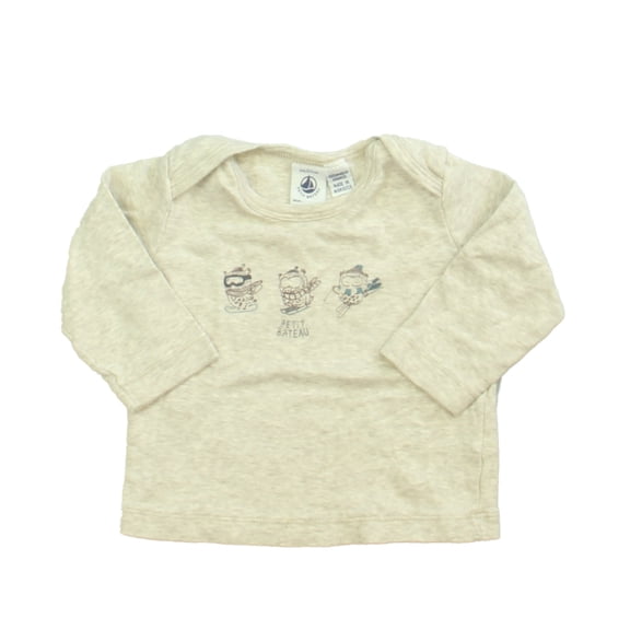Pre-owned: Petit Bateau Boys Gray Long Sleeve T-Shirt size: 6 Months (Good)