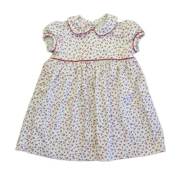 Pre-Owned Petit Bebe Girls White Cherries Dress size: 18 Months (Good)