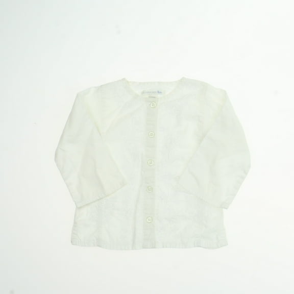 Pre-owned: Pottery Barn Kids Girls White Long Sleeve Shirt size: 12-18 Months (Excellent)