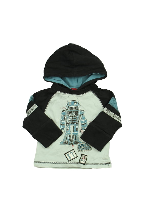 Pre-owned: Pumpkin Patch Boys Blue Robot Long Sleeve T-Shirt size: 6-12 Months (Good)