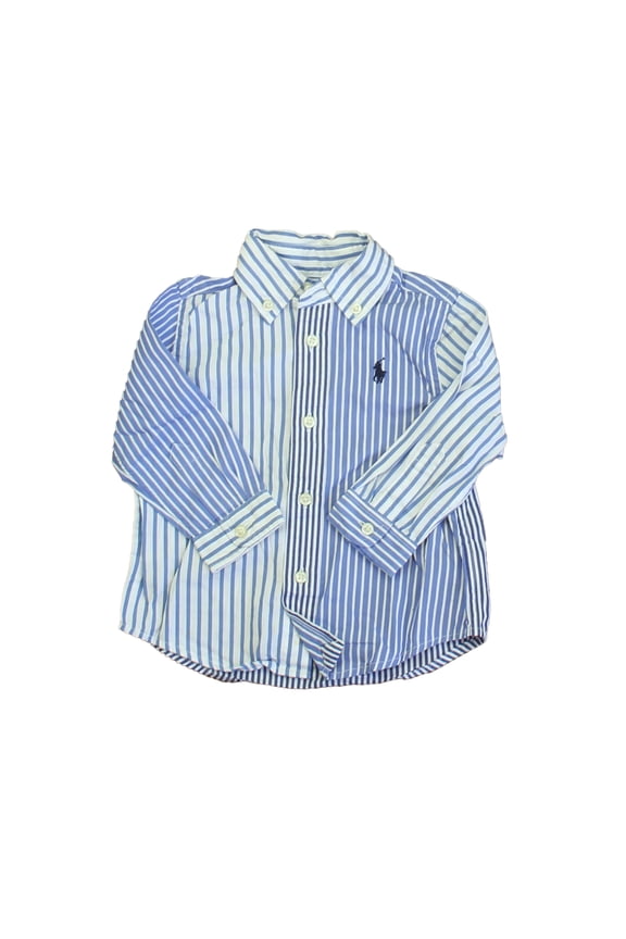Pre-Owned Ralph Lauren Boys Blue Stripe Button Down Long Sleeve size: 9 Months (Excellent)