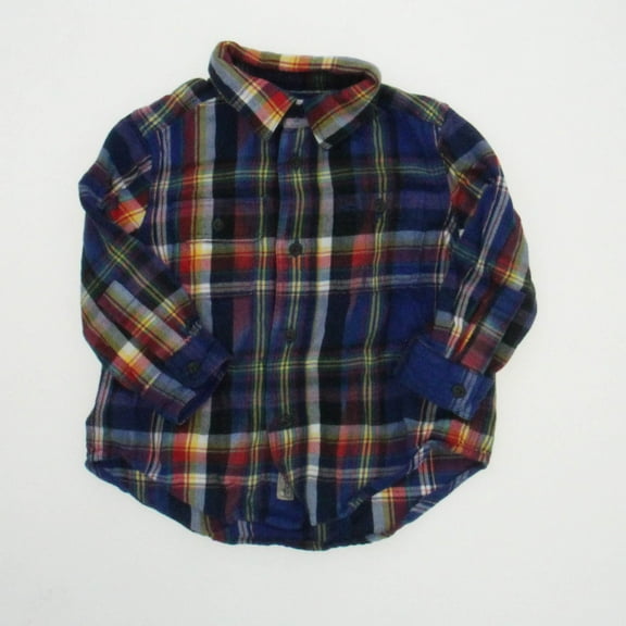 Pre-Owned Ralph Lauren Boys Blue | Yellow | Red Button Down Long Sleeve size: 12 Months (Good)