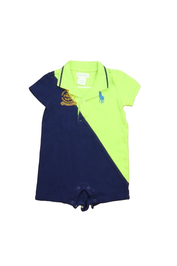 Pre-Owned Ralph Lauren Boys Green | Navy Romper size: 6 Months (Good)