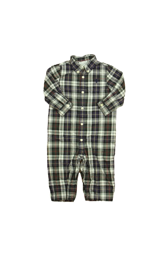 Pre-Owned Ralph Lauren Boys Navy Plaid Long Sleeve Outfit size: 9 Months (Good)