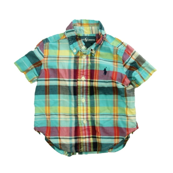 Pre-Owned Ralph Lauren Girls Blue | Red | Yellow Plaid Button Down Short Sleeve size: 9 Months (Good)
