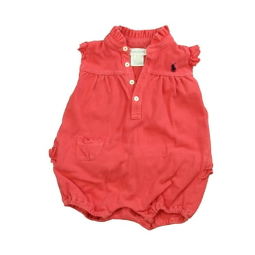 Pre-Owned Ralph Lauren Girls Coral Romper size: 9 Months (Good)