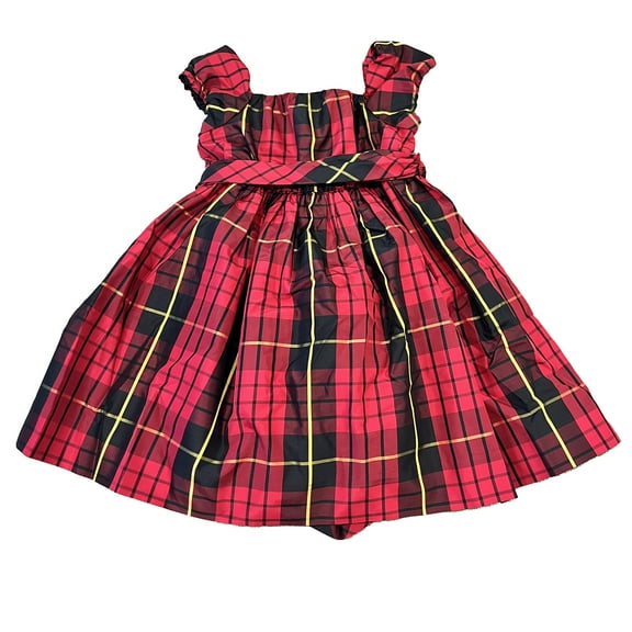 Pre-owned: Ralph Lauren Girls Red Plaid Dress size: 18 Months (Fair)
