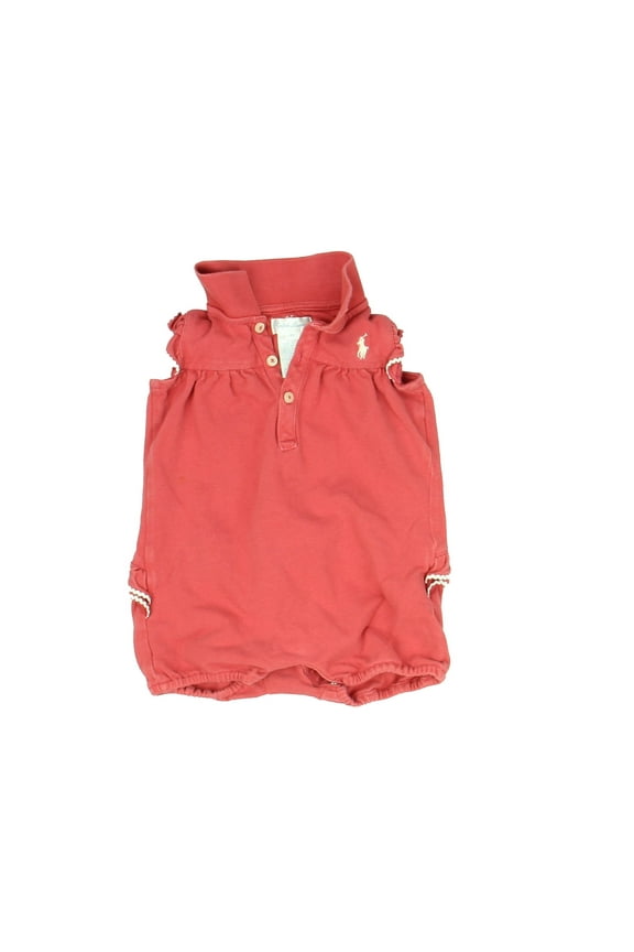 Pre-owned: Ralph Lauren Girls Red Romper size: 9 Months (Good)