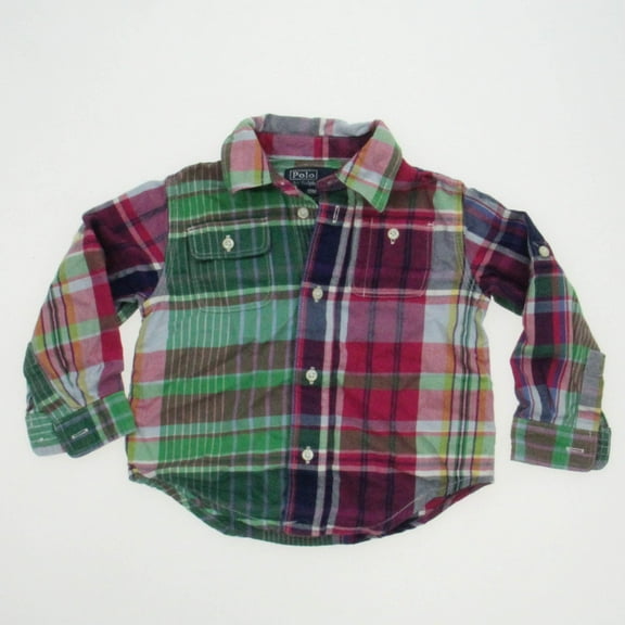 Pre-Owned Ralph Lauren Unisex Pink | Green | Blue | Multi | Plaid Button Down Long Sleeve size: 18 Months (Good)