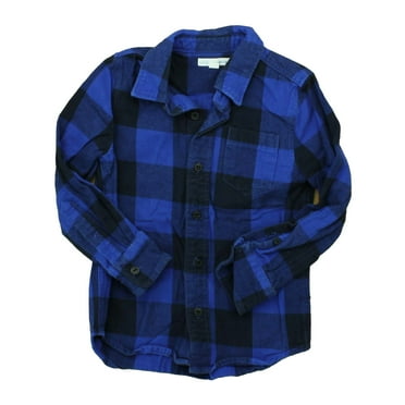 Pre-Owned Rockets Of Awesome Boys Blue | Black Button Down Long Sleeve size: 4-5T (Good)