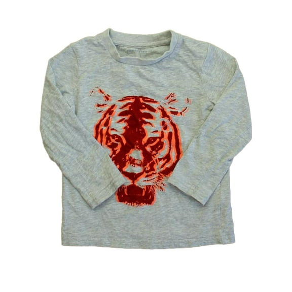 Pre-owned: Rockets Of Awesome Boys Gray | Red Tiger Long Sleeve T-Shirt size: Little Boy (Good)