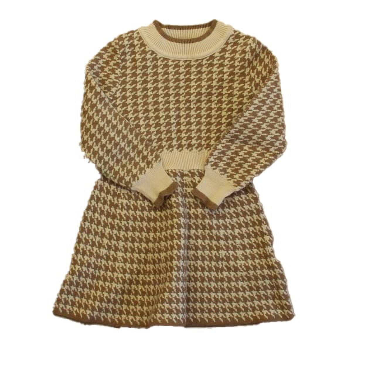 Pre-owned: Shein Girls Brown Herringbone Sweater Dress size: 6-9 Months (Excellent)