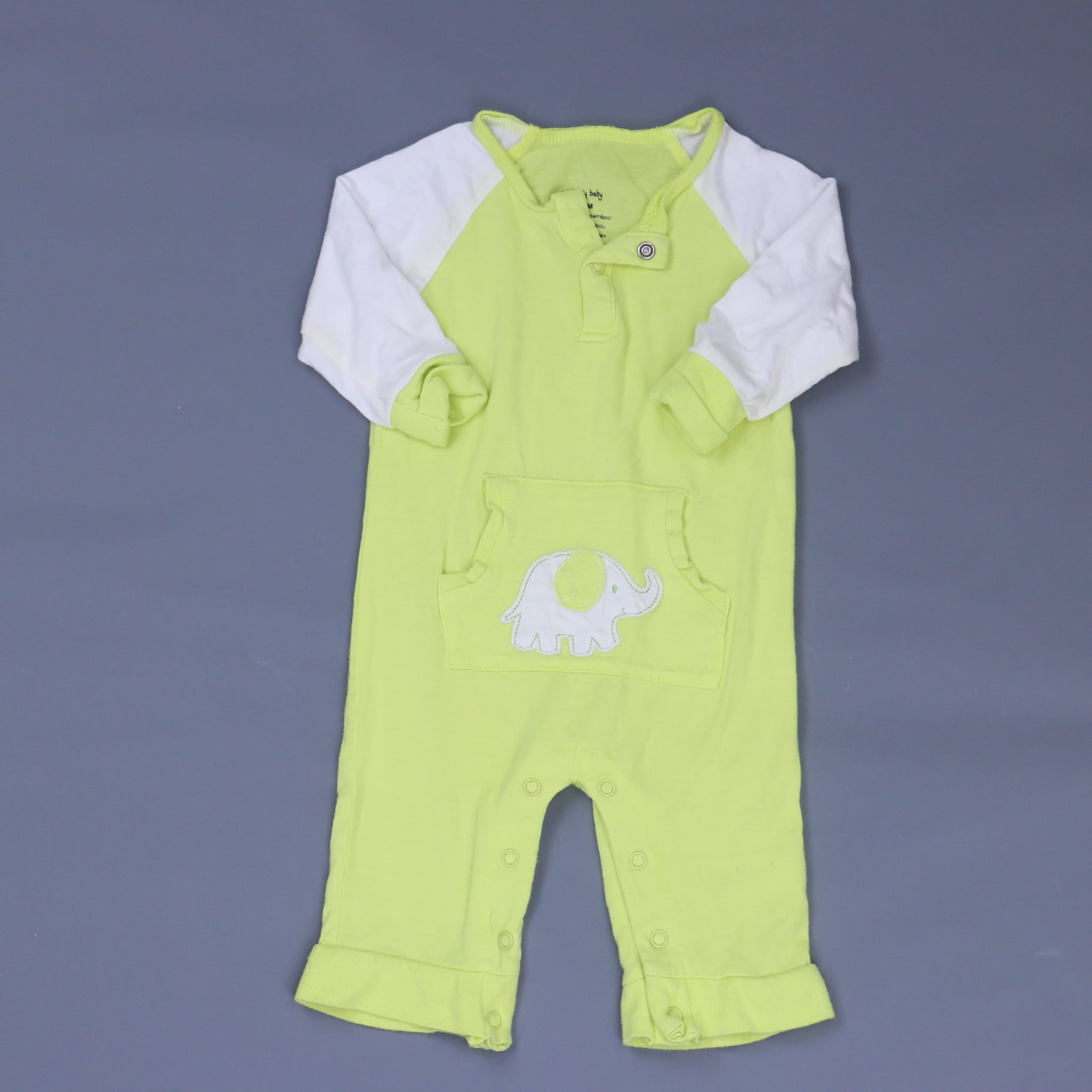 Pre-owned Silkberry Baby Unisex Green  White Long Sleeve Outfit size: 3-6  Months 