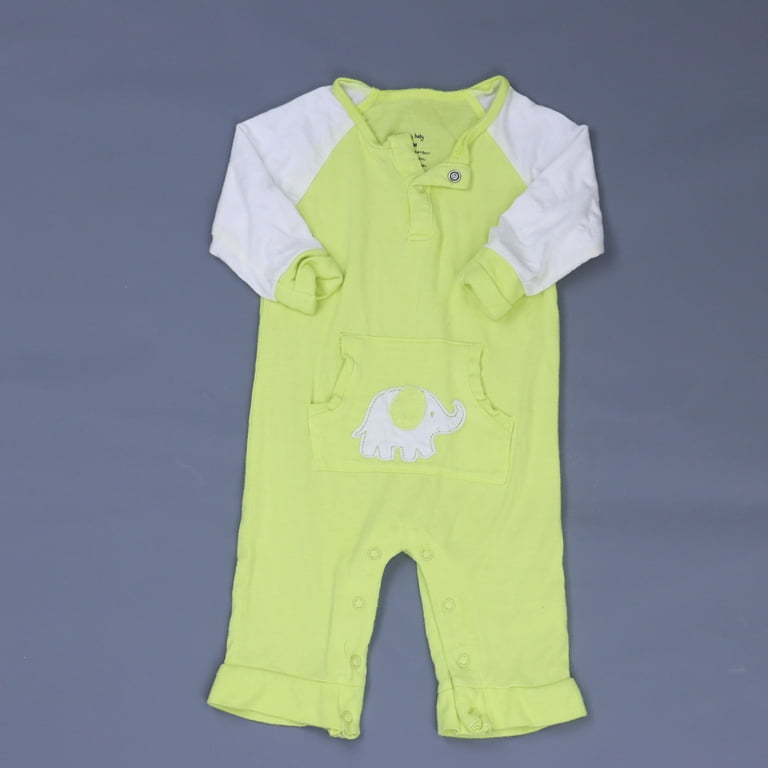 Pre-owned Silkberry Baby Unisex Green | White Long Sleeve Outfit size: 3-6  Months