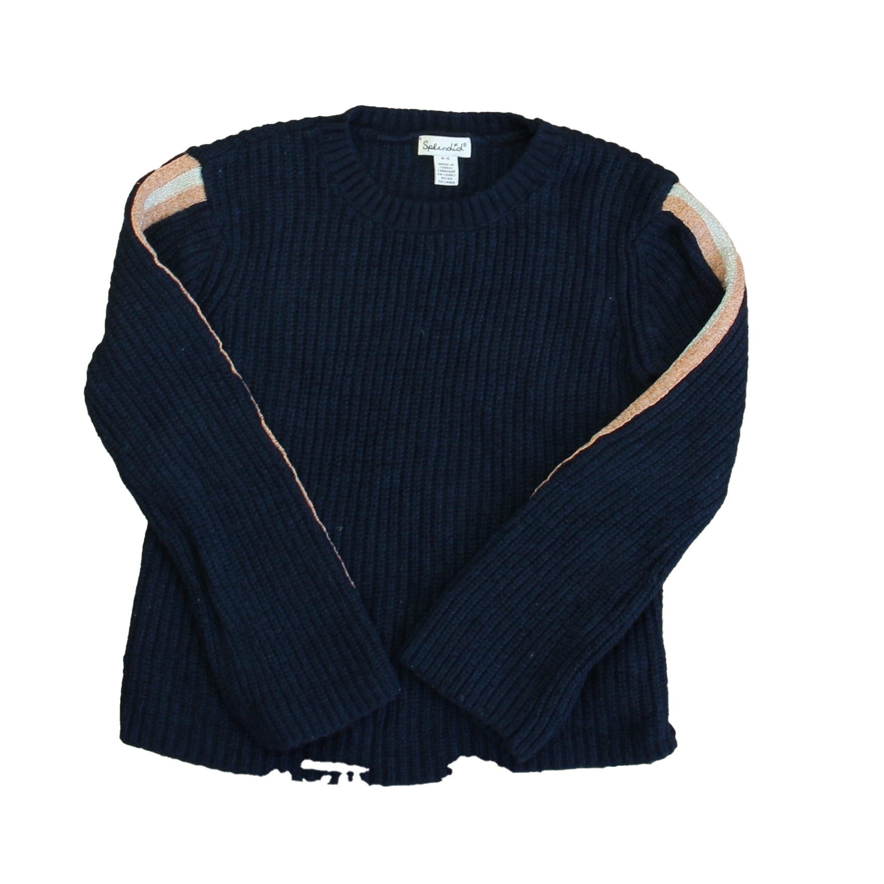 Pre-owned: Splendid Girls Navy | Gold Stripe Sweater size: 5-6 Years (Good)