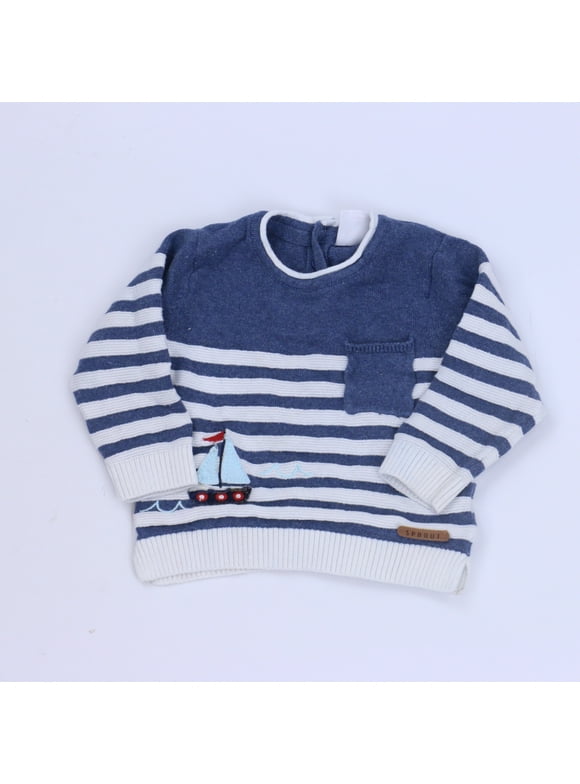 Pre-owned Sprout Boys Blue | White Sweater size: 3-6 Months