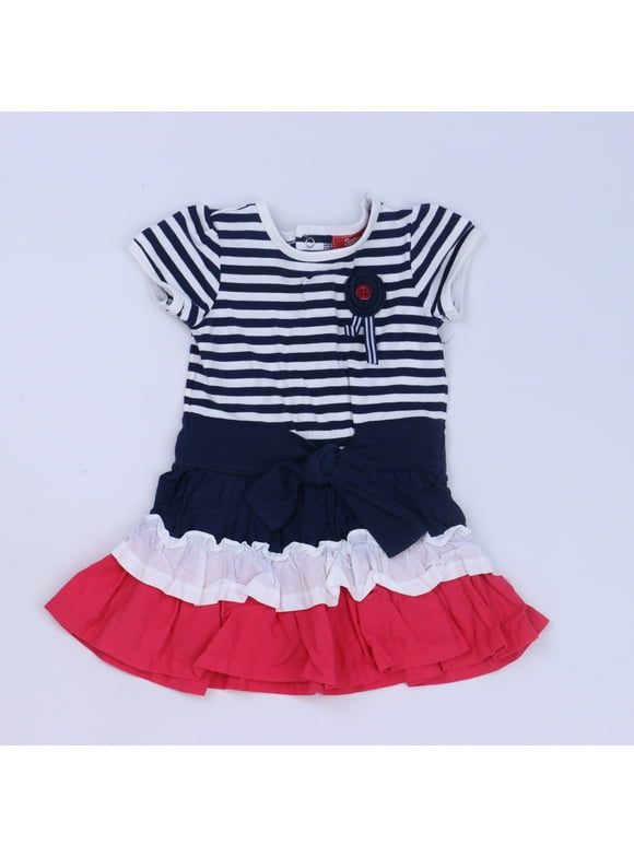 Pre-owned Sprout Girls Navy | White | Pink Dress size: 18 Months