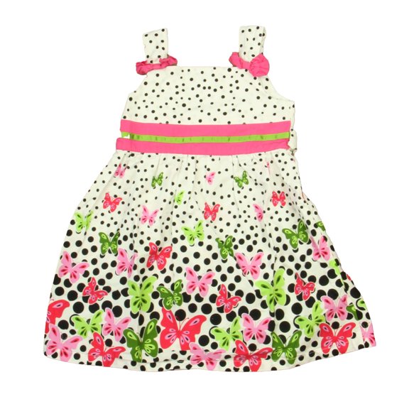 Pre-Owned Sunboree Girls White | Black | Pink Dress size: 2-3T (Good)