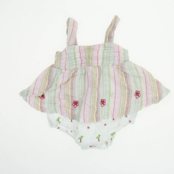 Pre-owned: Tangerine Girls Pink | White Romper size: 6 Months (Good)