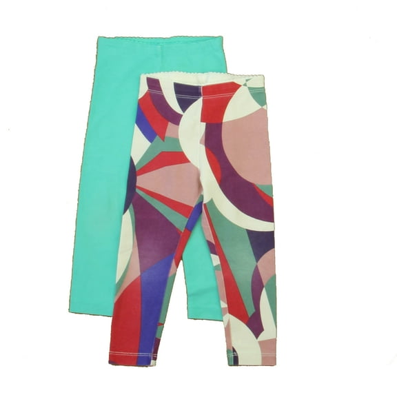 Pre-owned: Tea Girls Aqua | Purple | Ivory Leggings size: 12-18 Months (Fair)