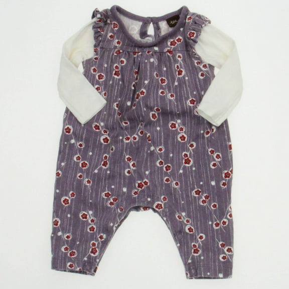 Pre-Owned Tea Girls Ivory | Purple Long Sleeve Outfit size: 0-3 Months (Good)