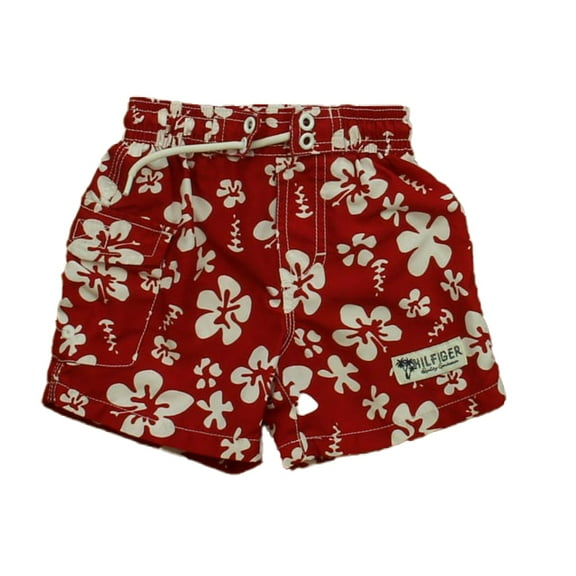 Pre-owned: Tommy Hilfiger Boys Red | White Floral Trunks size: 3-6 Months (Good)