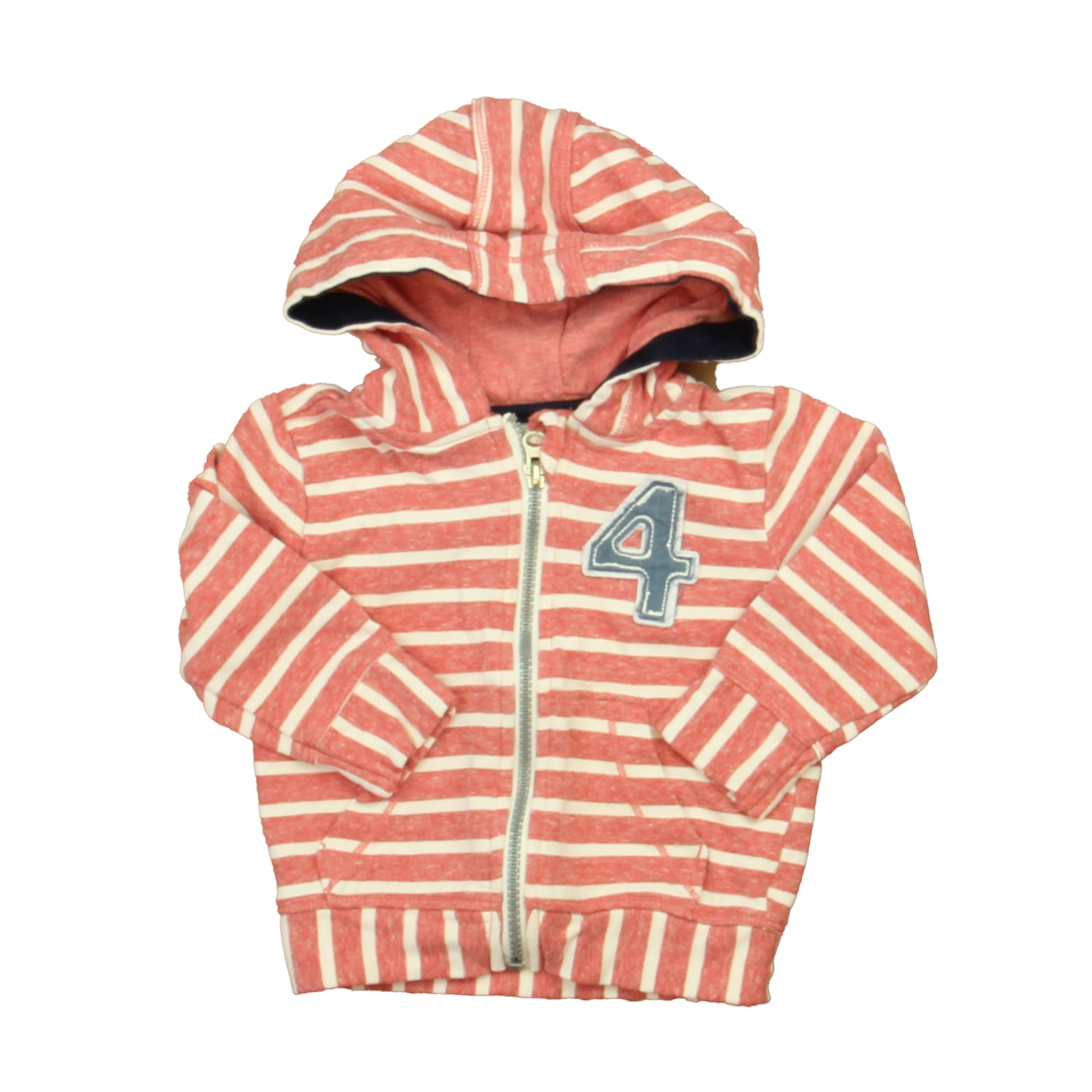 Pre-owned Topomini Boys Red Stripe Hoodie size: 18-24 Months 