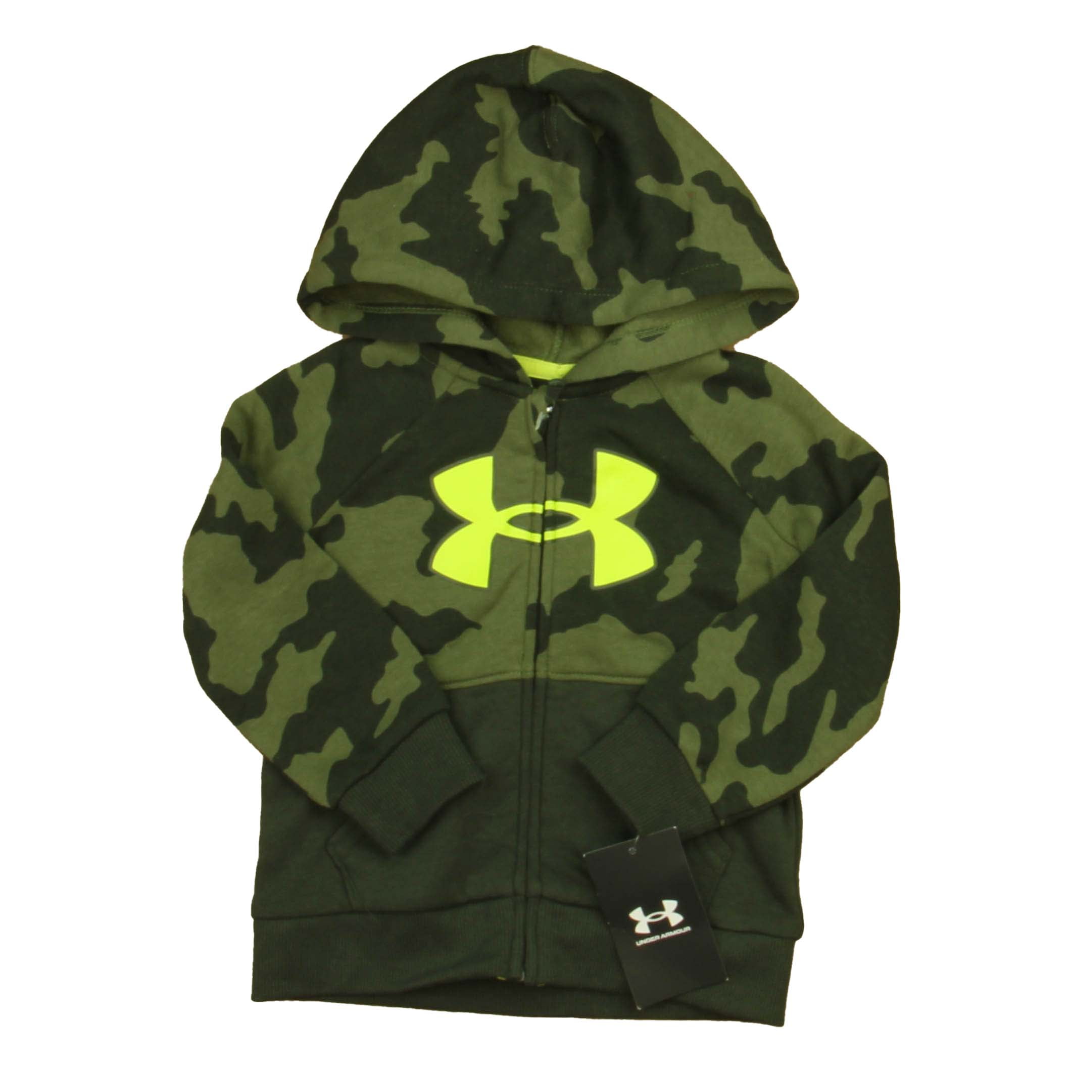 Pre owned Under Armour Boys Green Camo Hoodie size 18 Months