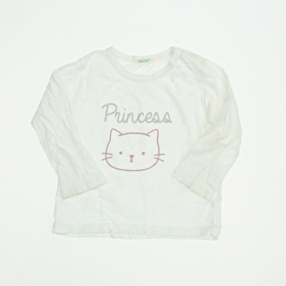 Pre-owned: United Colors Of Benetton Girls White Long Sleeve Shirt size: 6-12 Months (Good)