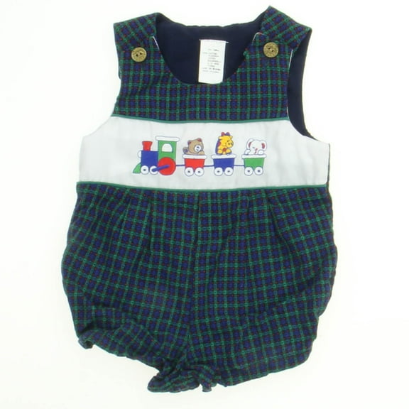Pre-owned: Unkown Boys Green & Blue | Bears Romper size: 6-9 Months (Good)