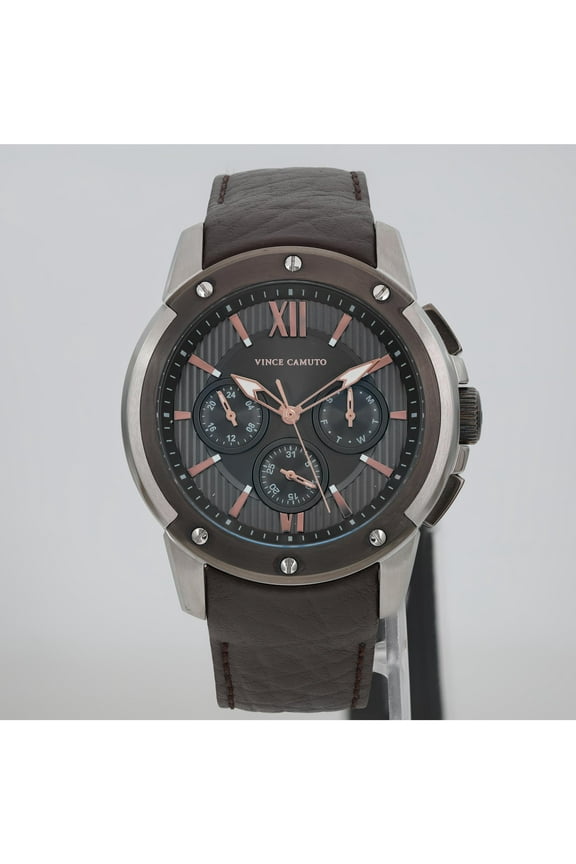 Pre-Owned Vince Camuto Steel Quartz Gray Dial Mens Watch VC/1129DGSV