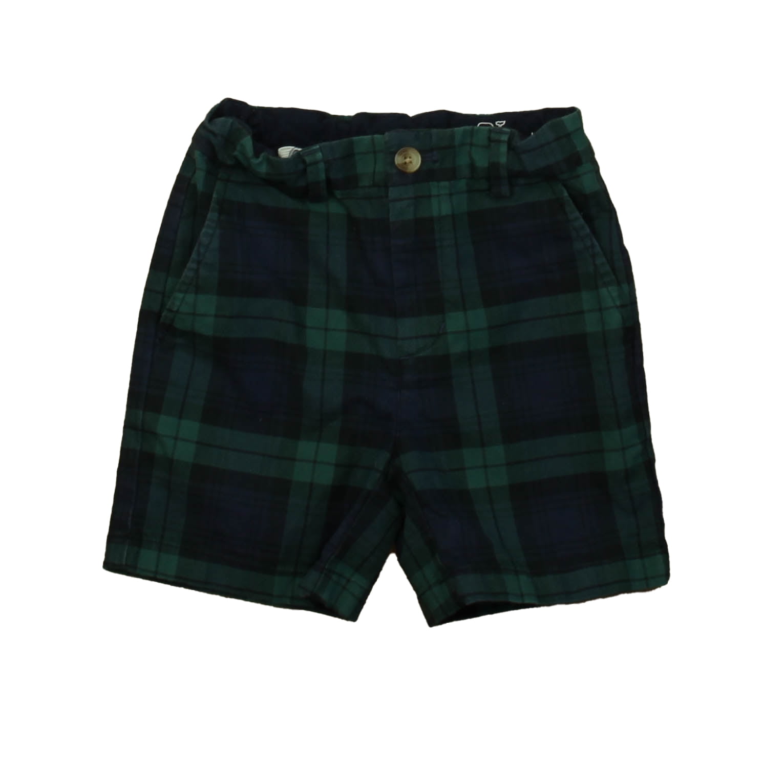 Pre-Owned Vineyard Vines Boys Navy Green Plaid Shorts size: 4-5T - Main Image