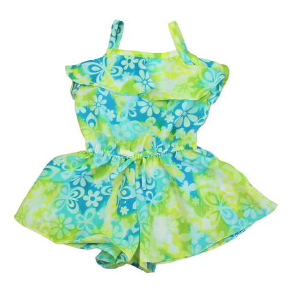 Pre-Owned Youngland Girls Green | Blue Romper size: 3T (Good)