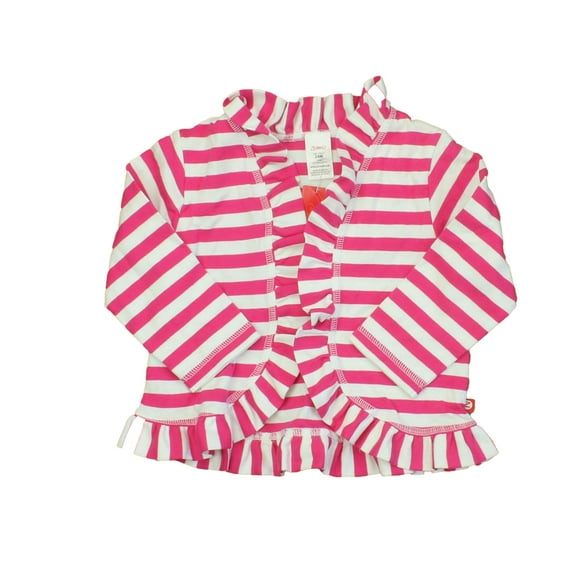Pre-owned: Zutano Girls Pink | White | Stripes Cardigan size: 24 Months (New with Tags)