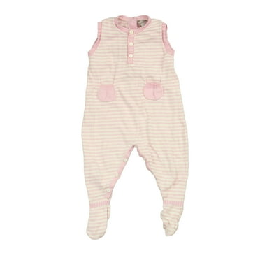 Pre-Owned dulces Girls Pink | White | Stripes Romper size: 3-6 Months (Good)