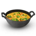 thumbnail image 1 of Pre-seasoned Black Cast Iron Kadai With Curved Handles | Small, 21 Cm, 8 Inch, 1.7 Liters, 1.7 Kg | Induction Friendly | Naturally Nonstick Kadhai, 100% Pure & Toxin-free, No Chemical Coating, 1 of 5